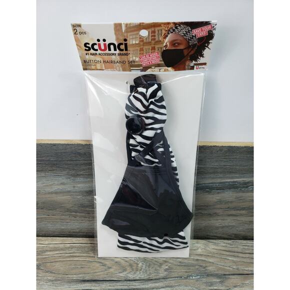 Scunci Button Hairband Set Plus Mask 2pc - Picture 1 of 2